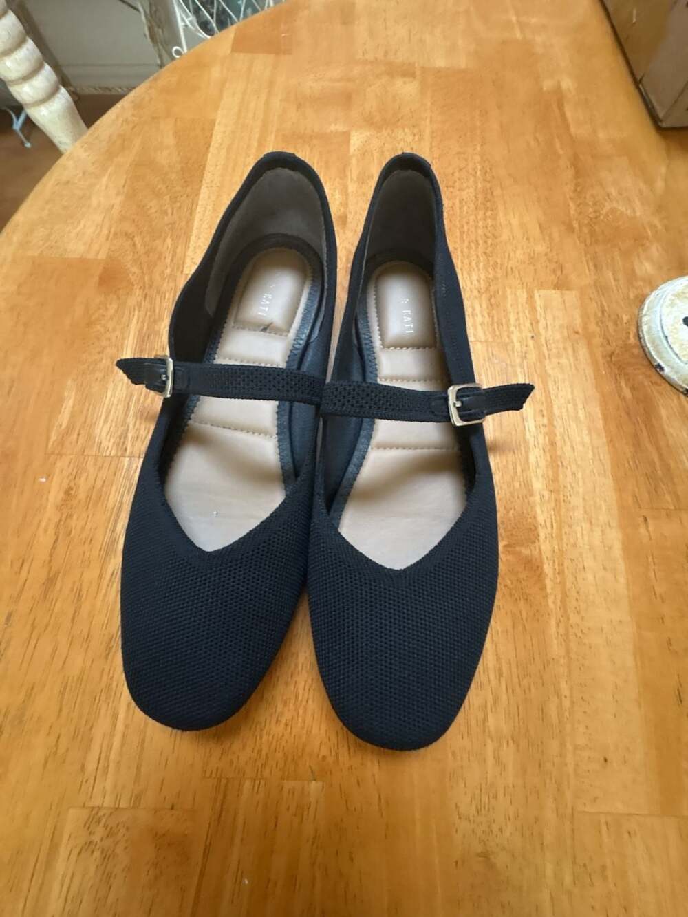 Kelly & Katie Black Knit Mary Jane Flat Shoes with Buckle Size 8